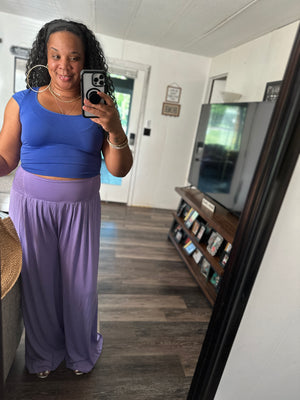 Curvy Vacation Ready Wide Leg Pants| Lavender