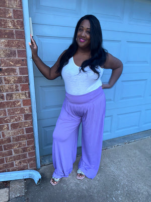 Curvy Vacation Ready Wide Leg Pants| Lavender