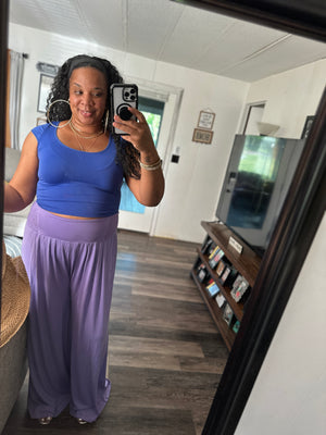 Curvy Vacation Ready Wide Leg Pants| Lavender