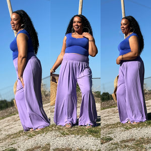 Curvy Vacation Ready Wide Leg Pants| Lavender