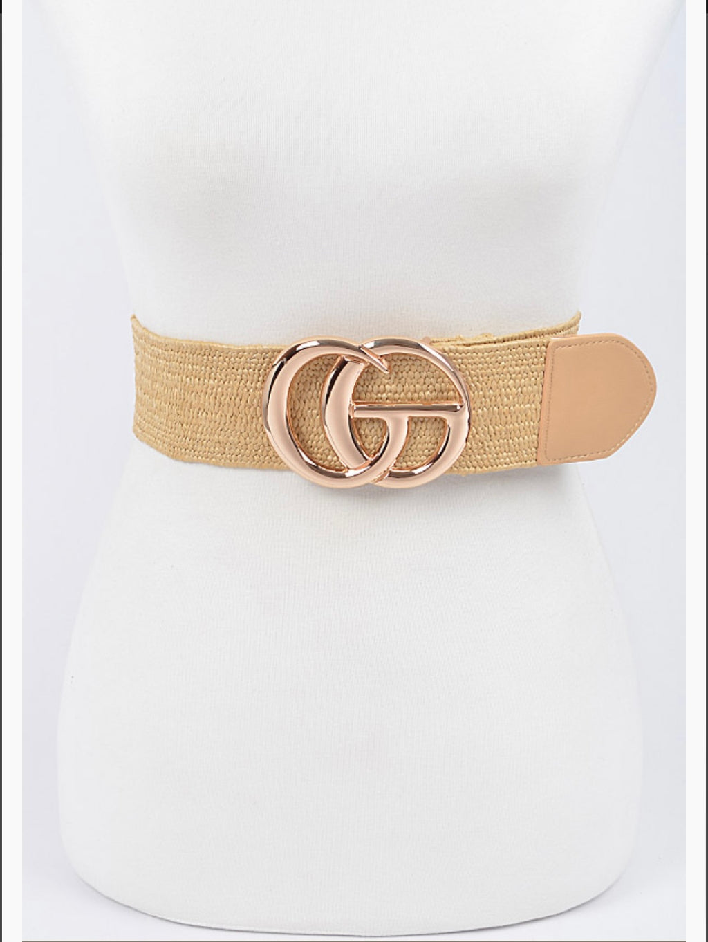 Cg Buckle Khaki Plus Size Stretch Belt