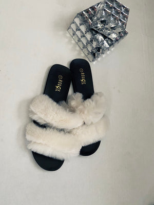 Furry White Slippers
