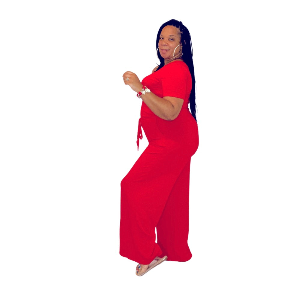Let’s Get to Business Red Plus Size Jumpsuit
