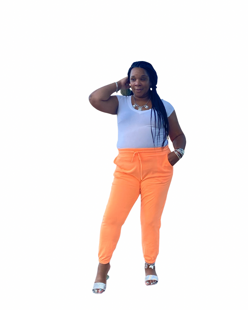 Neon Orange Plus Size Joggers Plus Size Sweatpants