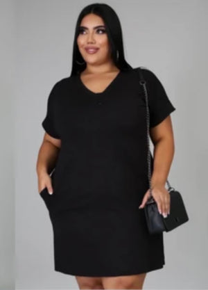 Black Stretchy T-Shirt Dress - Lexi’s Plus Size Spot