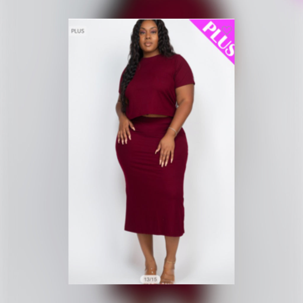Maroon Plus Size Skirt Set - Lexi’s Plus Size Spot