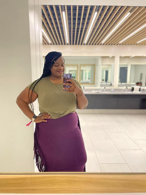 Purple Plus Size Fringe Skirt