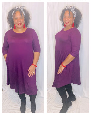 Purple Plus Size MIDI Dress