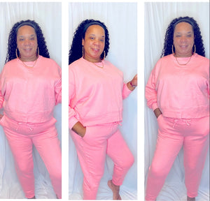 Pink Cutie Crop Jogger Set