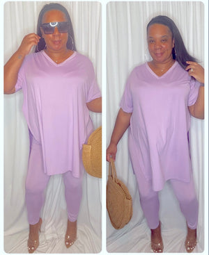 Lavender Split Top Legging Set